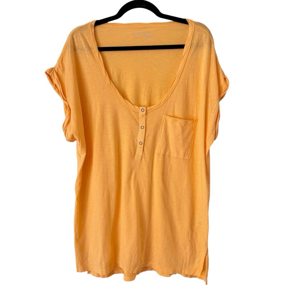 NWT Aerie Neon Orange Lagenlook Oversized Pocket Short Sleeve T-Shirt Sz Medium